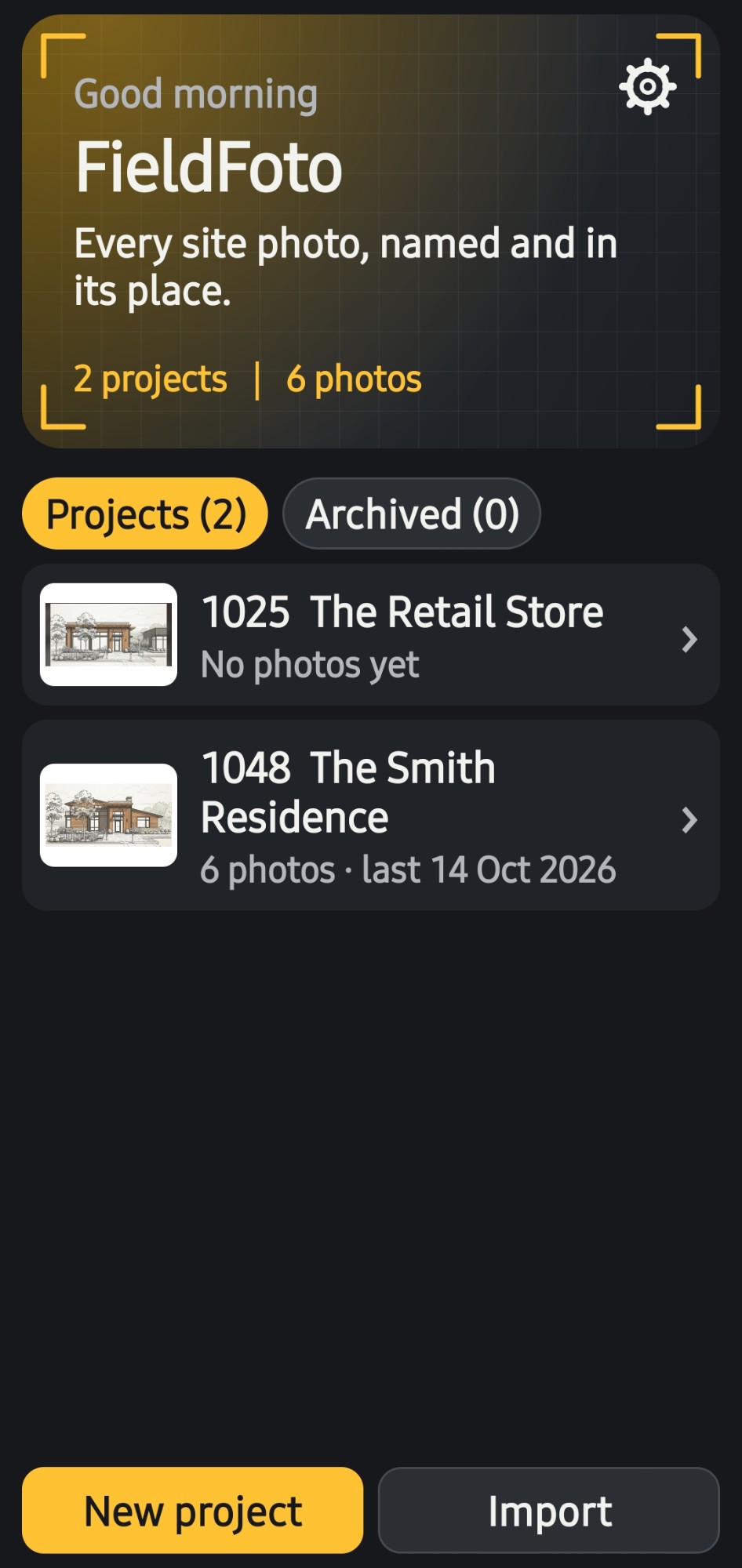 The list of projects
